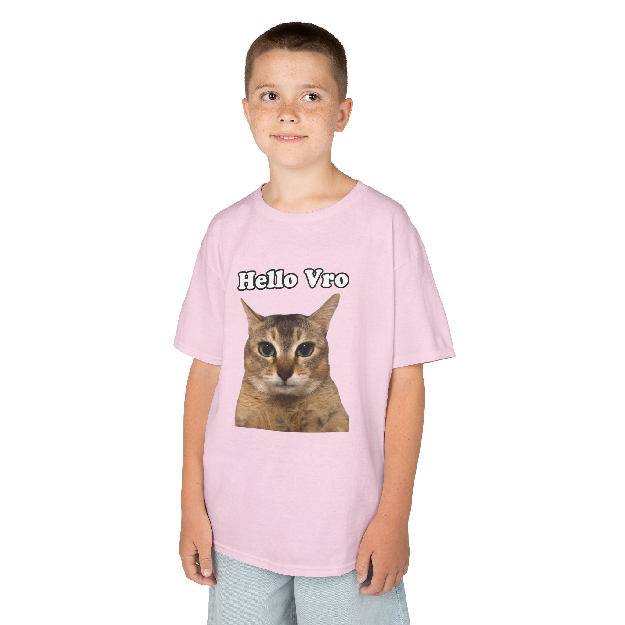 "Hello Vro" Mei Mei Cat Kids T‑Shirt