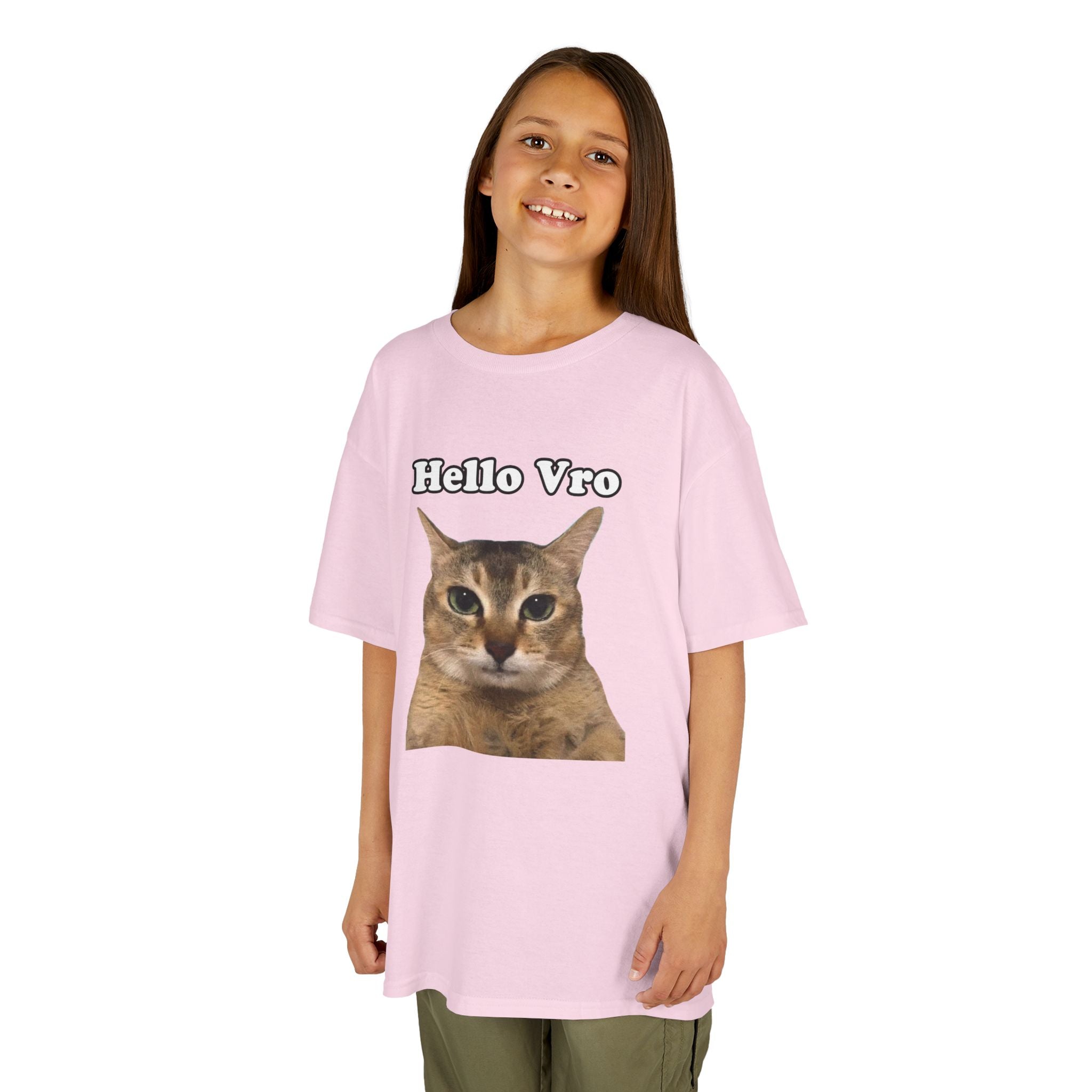 "Hello Vro" Mei Mei Cat Kids T‑Shirt