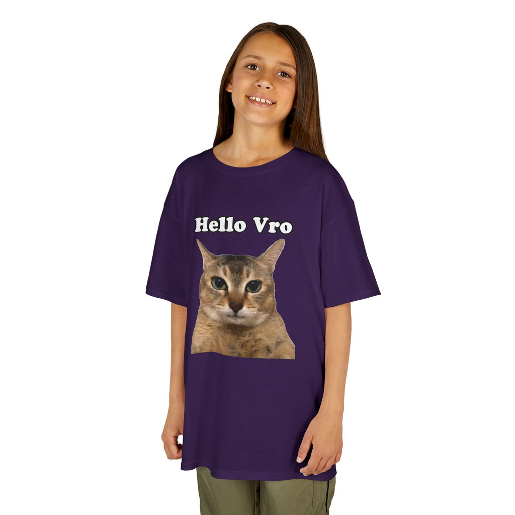 "Hello Vro" Mei Mei Cat Kids T‑Shirt