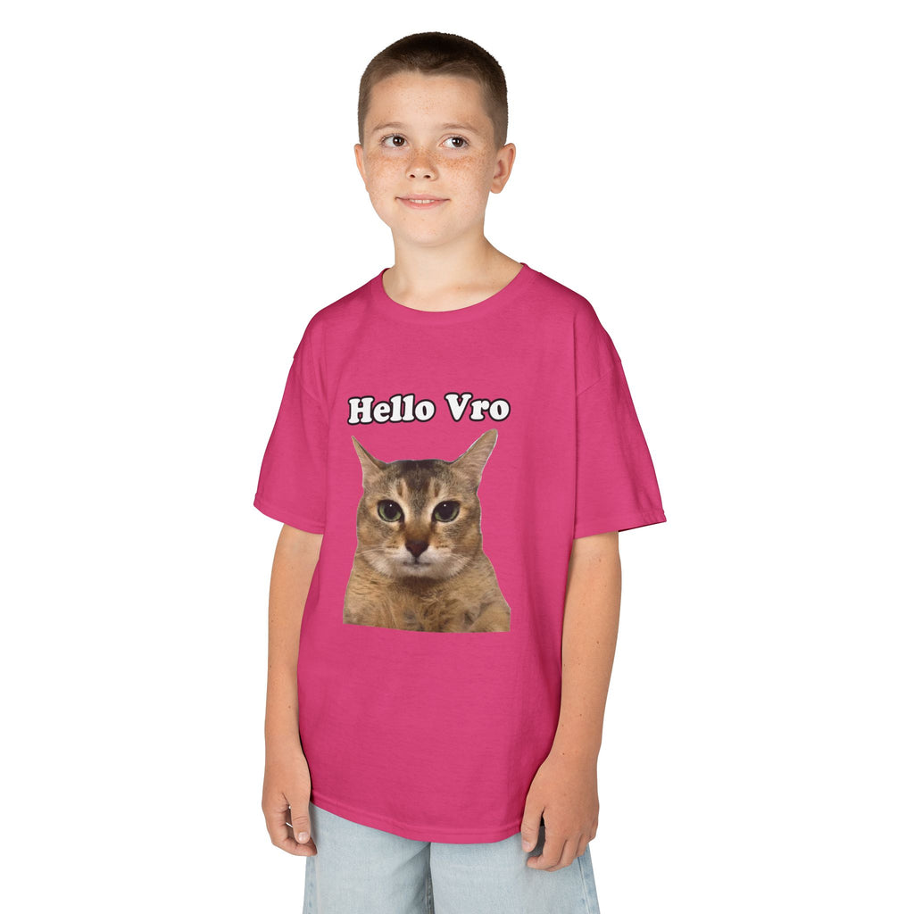 "Hello Vro" Mei Mei Cat Kids T‑Shirt