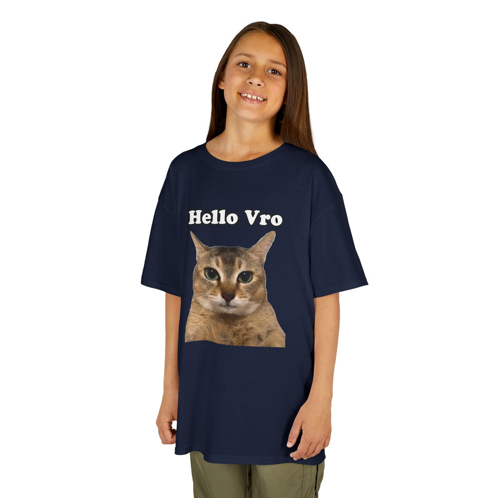 "Hello Vro" Mei Mei Cat Kids T‑Shirt