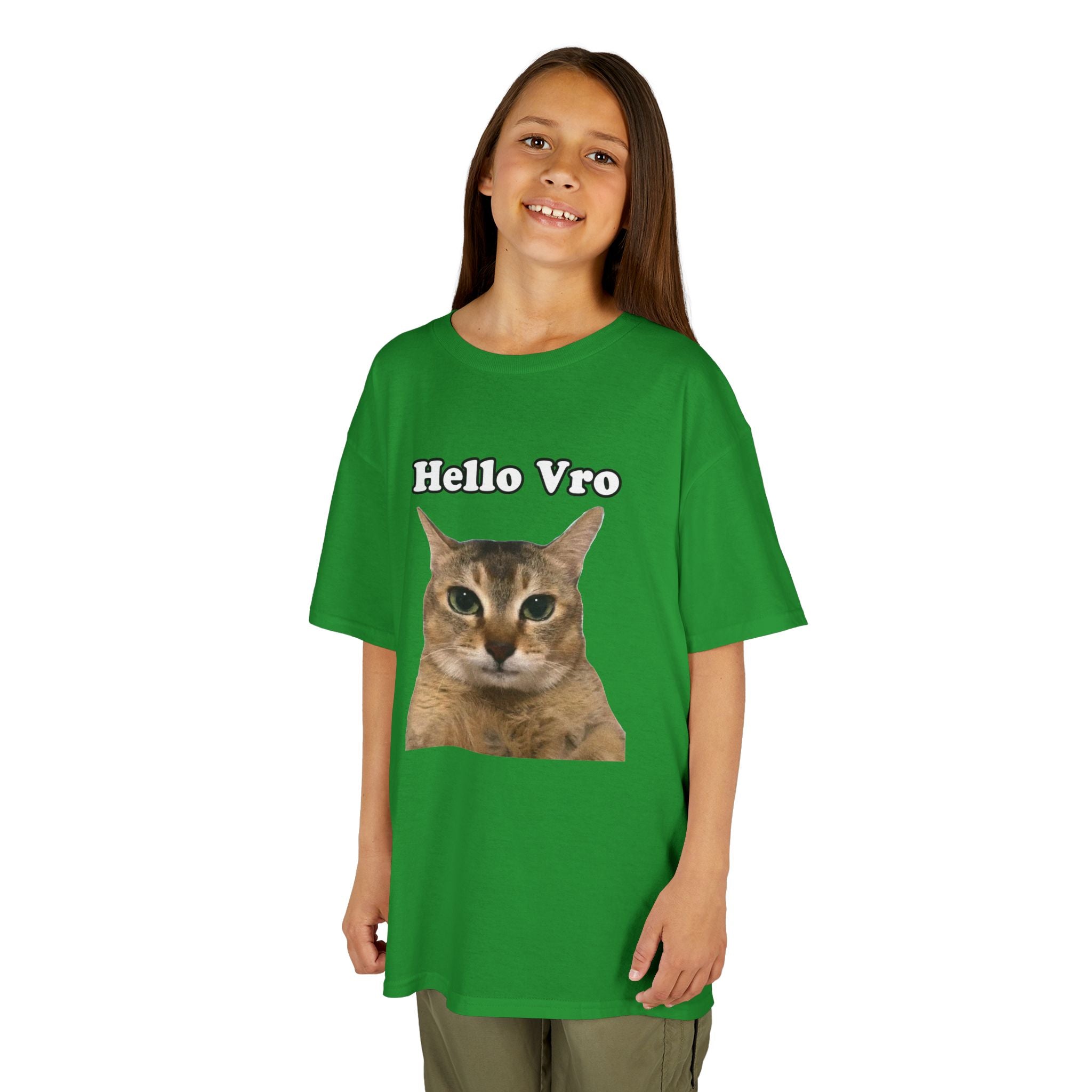 "Hello Vro" Mei Mei Cat Kids T‑Shirt