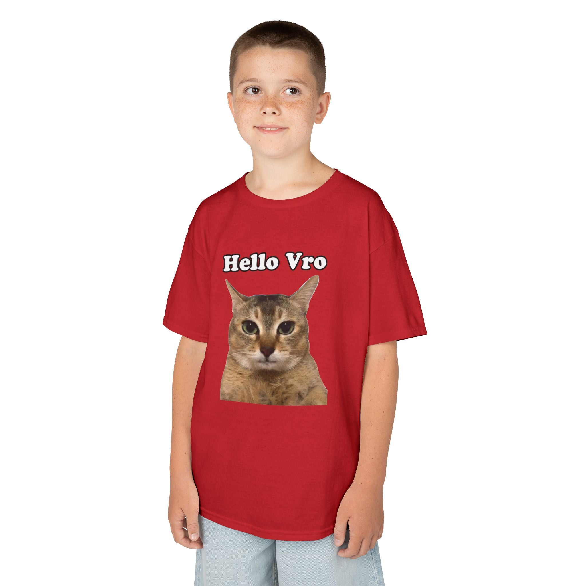 "Hello Vro" Mei Mei Cat Kids T‑Shirt
