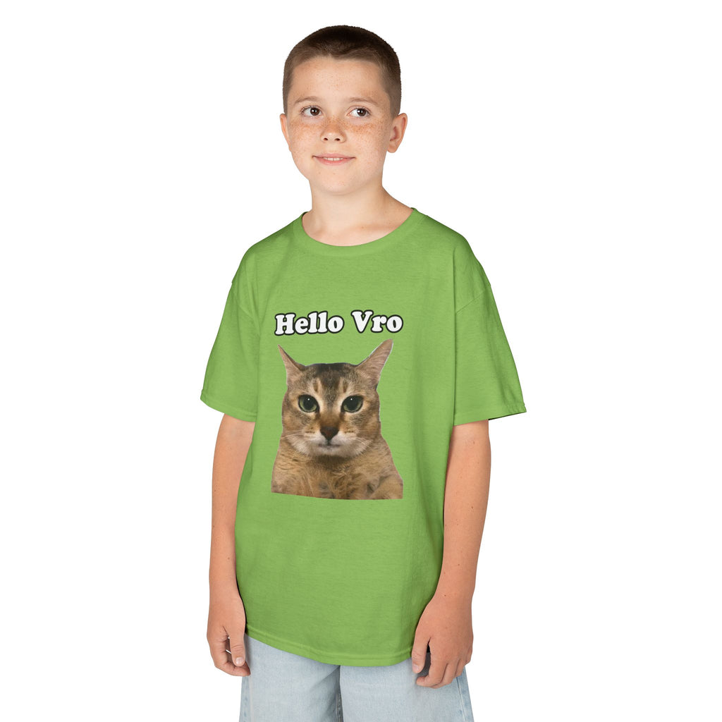 "Hello Vro" Mei Mei Cat Kids T‑Shirt
