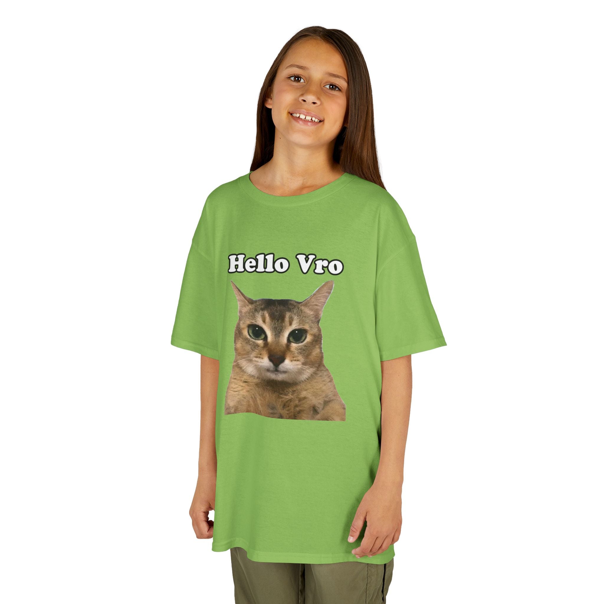 "Hello Vro" Mei Mei Cat Kids T‑Shirt