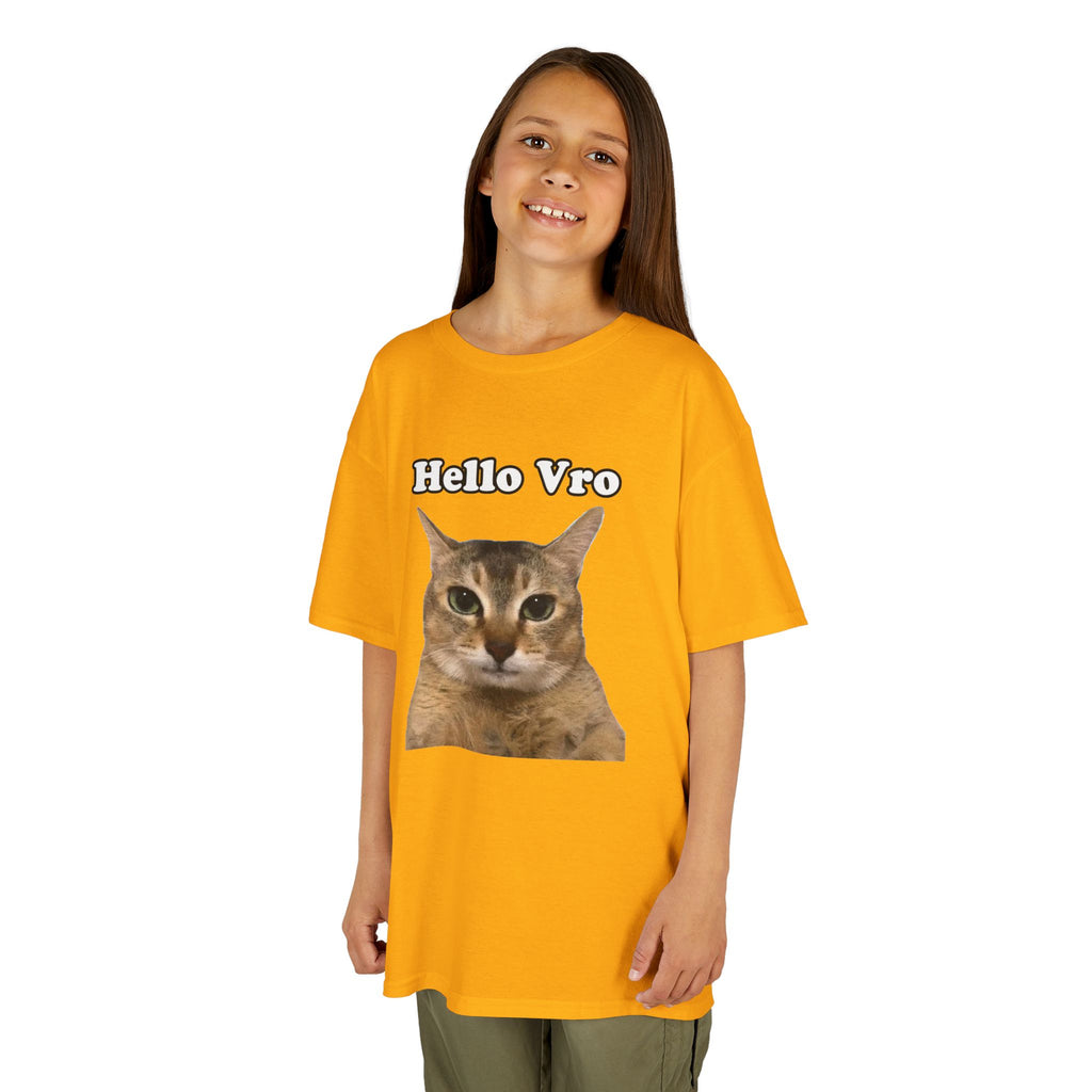 "Hello Vro" Mei Mei Cat Kids T‑Shirt