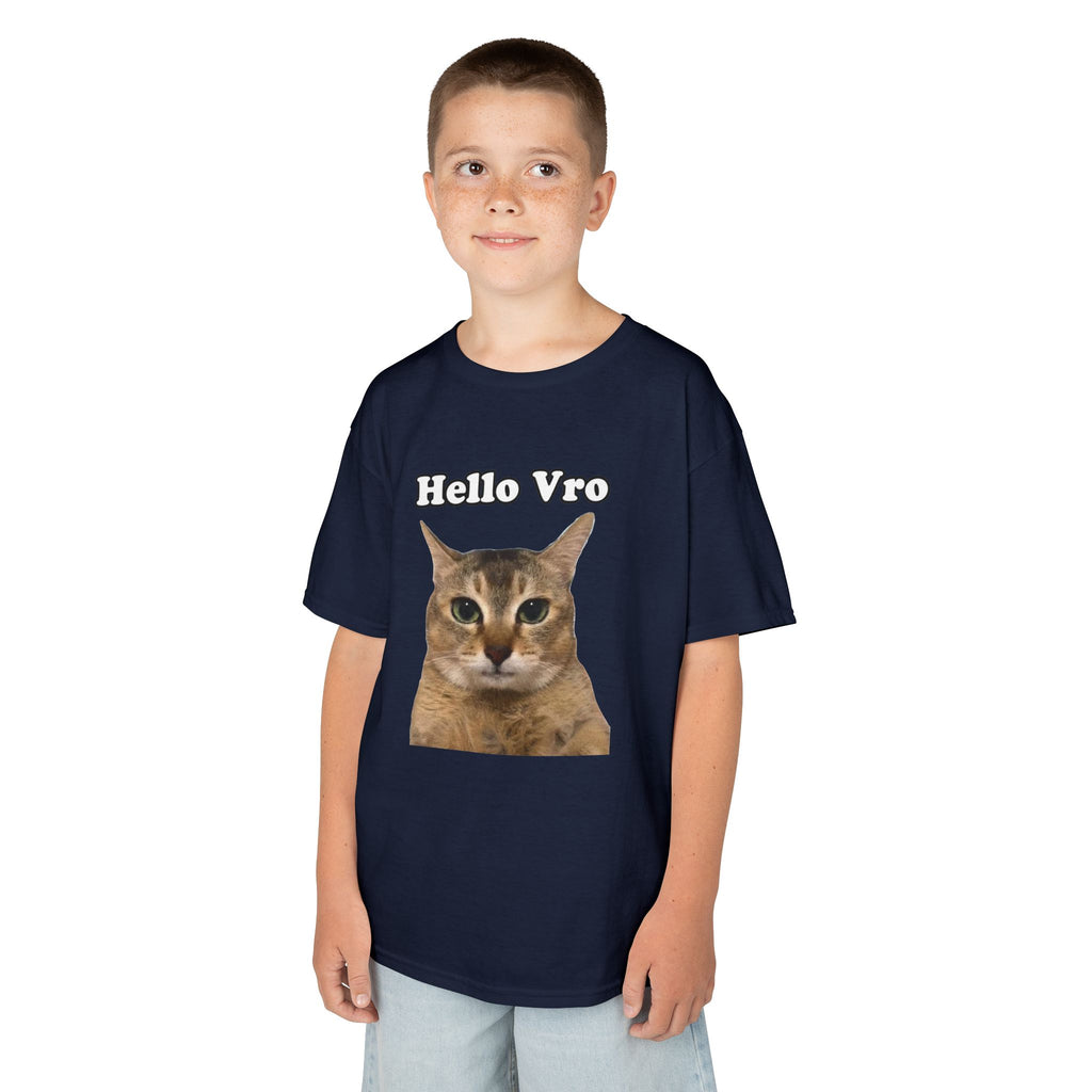 "Hello Vro" Mei Mei Cat Kids T‑Shirt