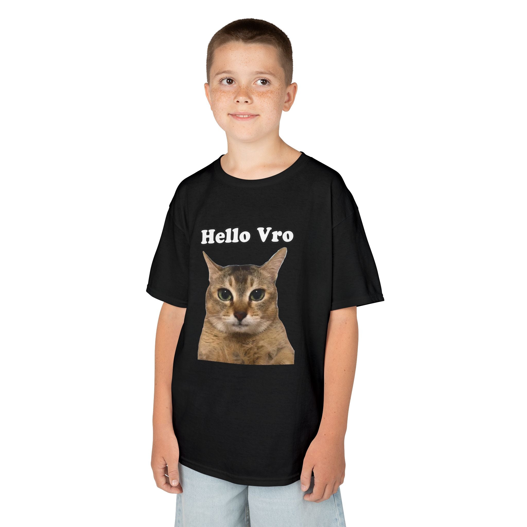 "Hello Vro" Mei Mei Cat Kids T‑Shirt