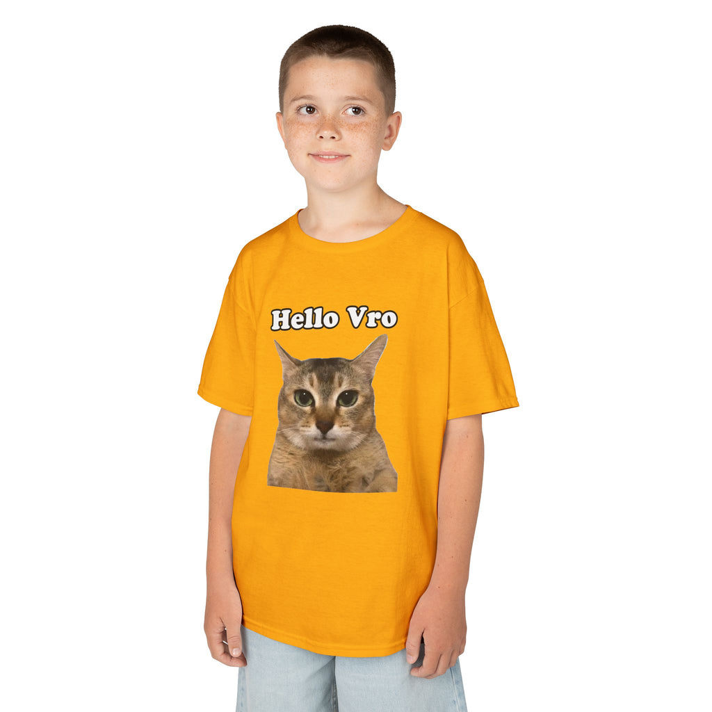 "Hello Vro" Mei Mei Cat Kids T‑Shirt
