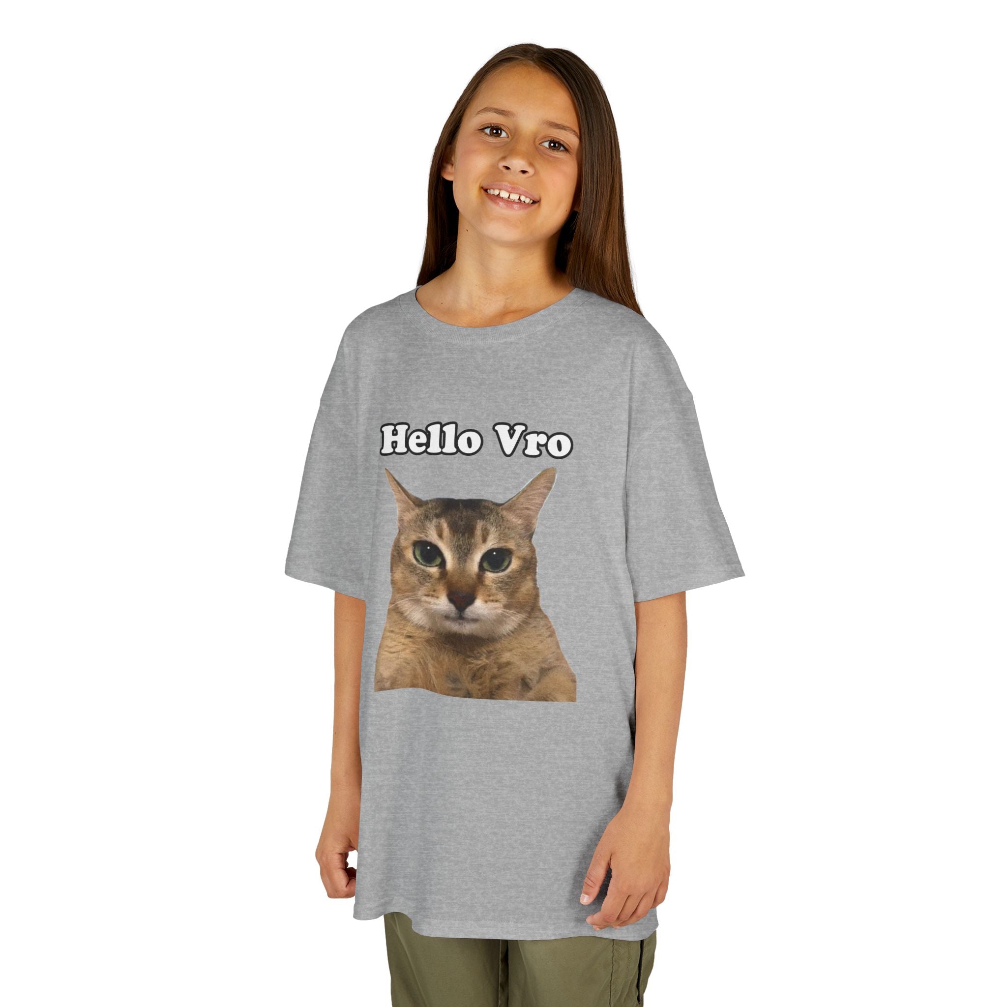 "Hello Vro" Mei Mei Cat Kids T‑Shirt