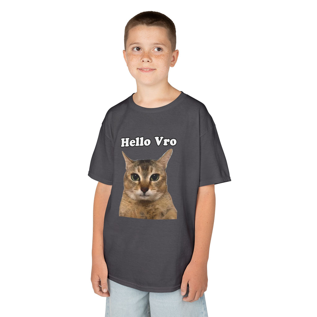 "Hello Vro" Mei Mei Cat Kids T‑Shirt