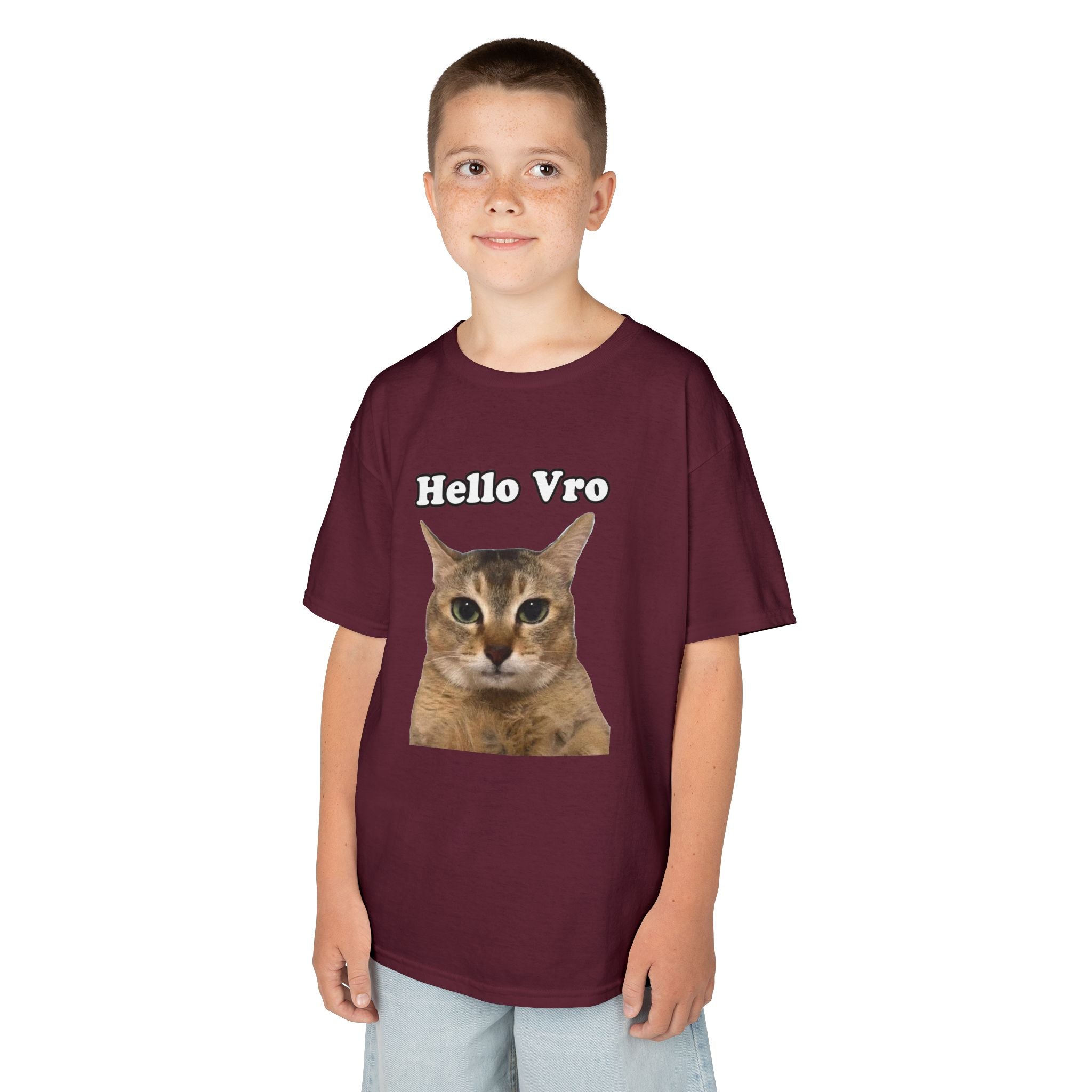 "Hello Vro" Mei Mei Cat Kids T‑Shirt
