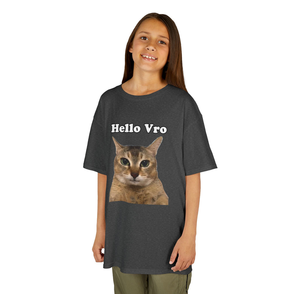 "Hello Vro" Mei Mei Cat Kids T‑Shirt