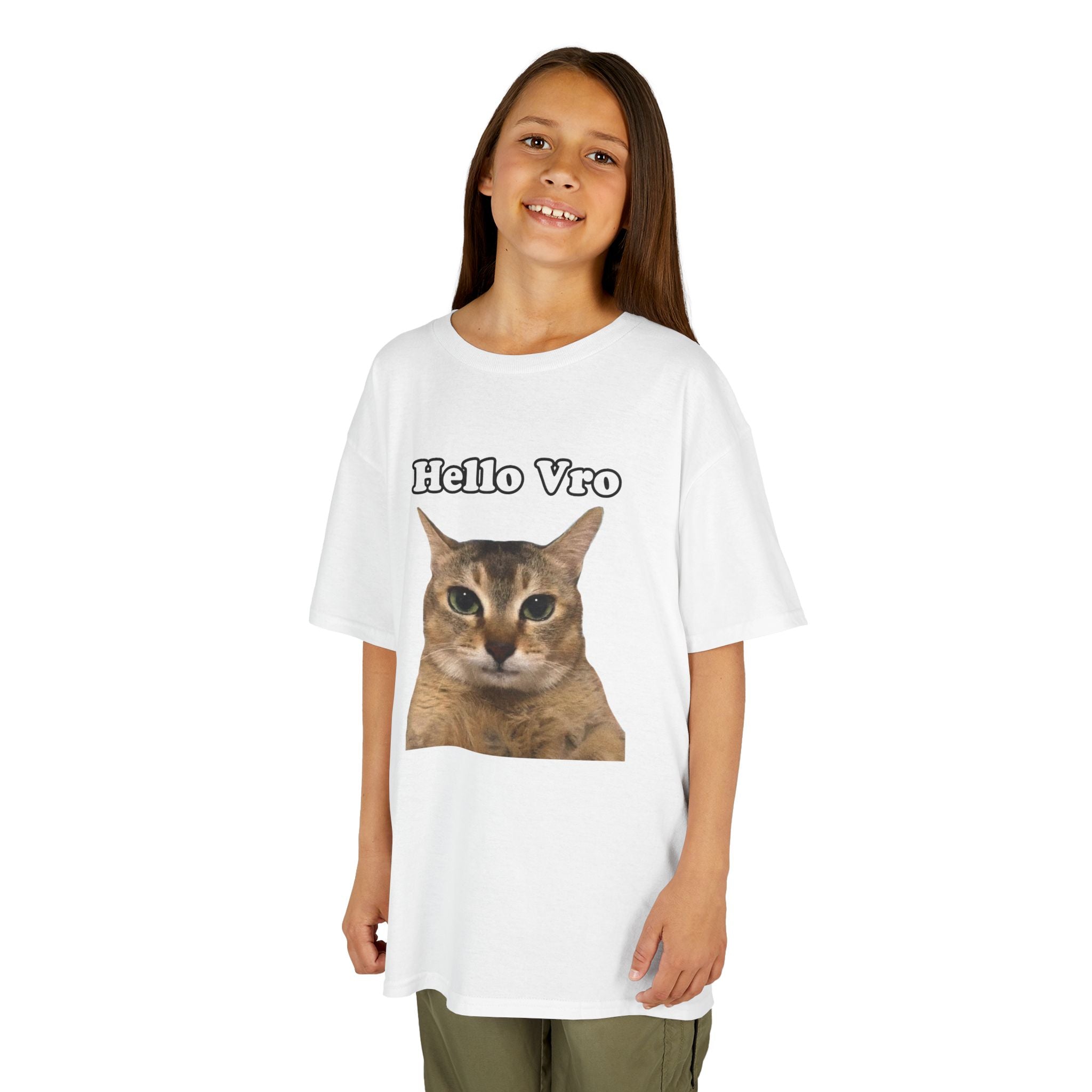 "Hello Vro" Mei Mei Cat Kids T‑Shirt