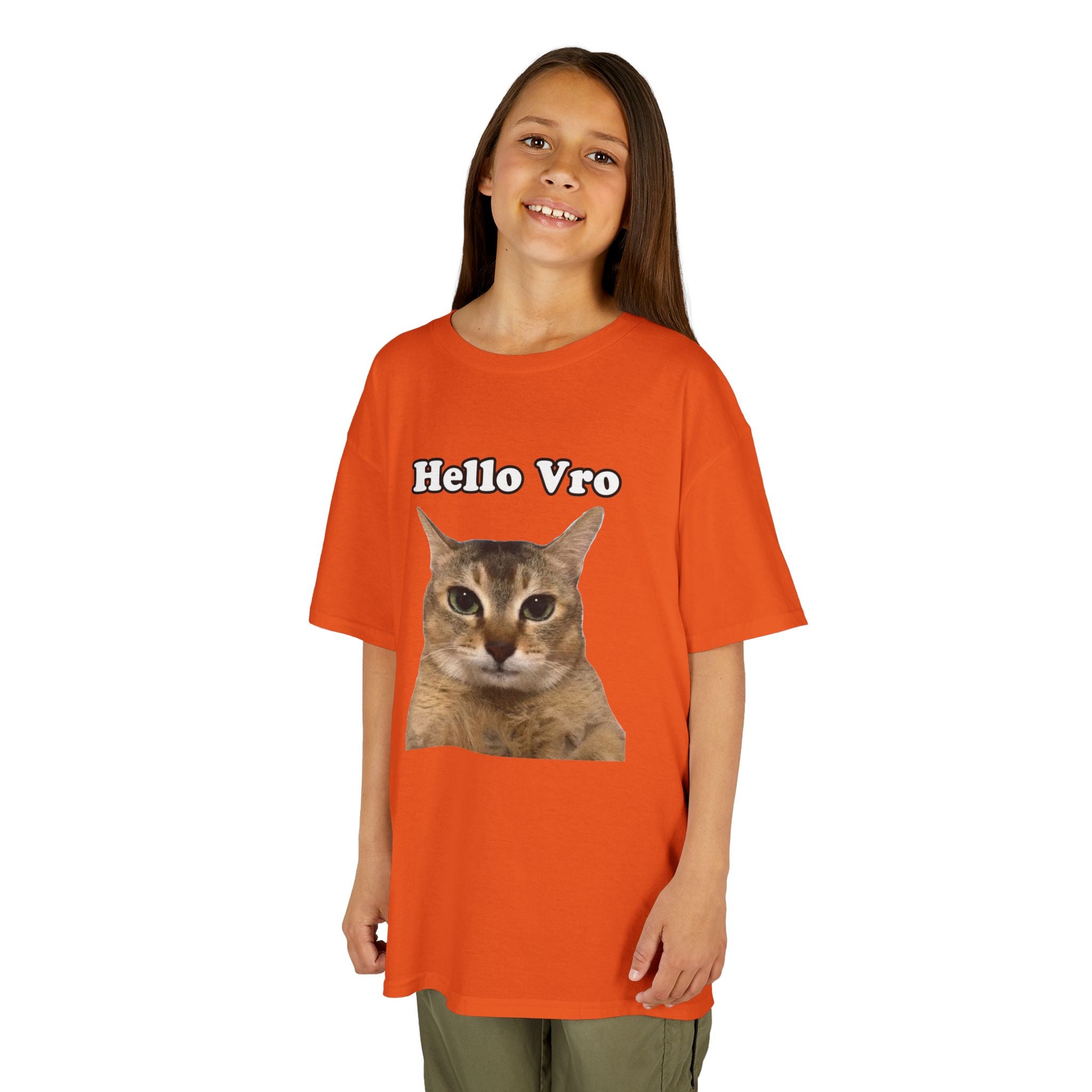 "Hello Vro" Mei Mei Cat Kids T‑Shirt