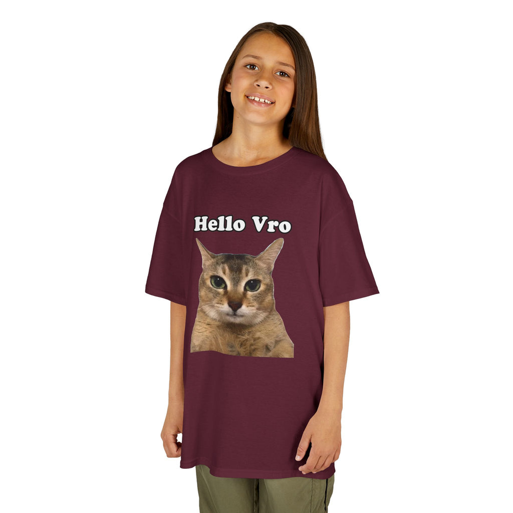 "Hello Vro" Mei Mei Cat Kids T‑Shirt