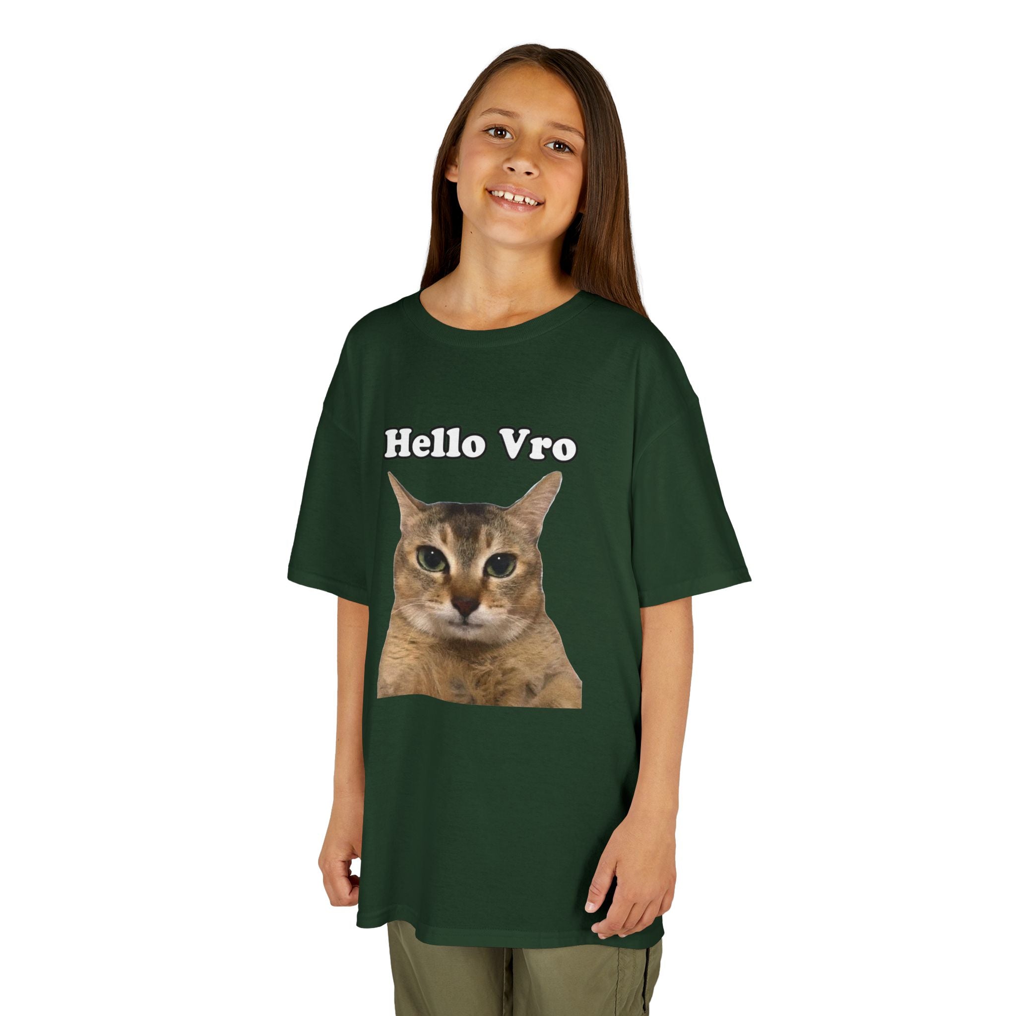 "Hello Vro" Mei Mei Cat Kids T‑Shirt