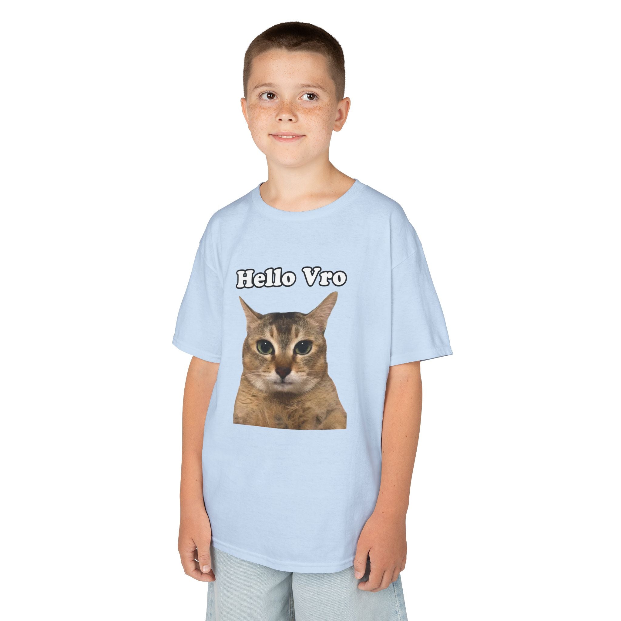 "Hello Vro" Mei Mei Cat Kids T‑Shirt