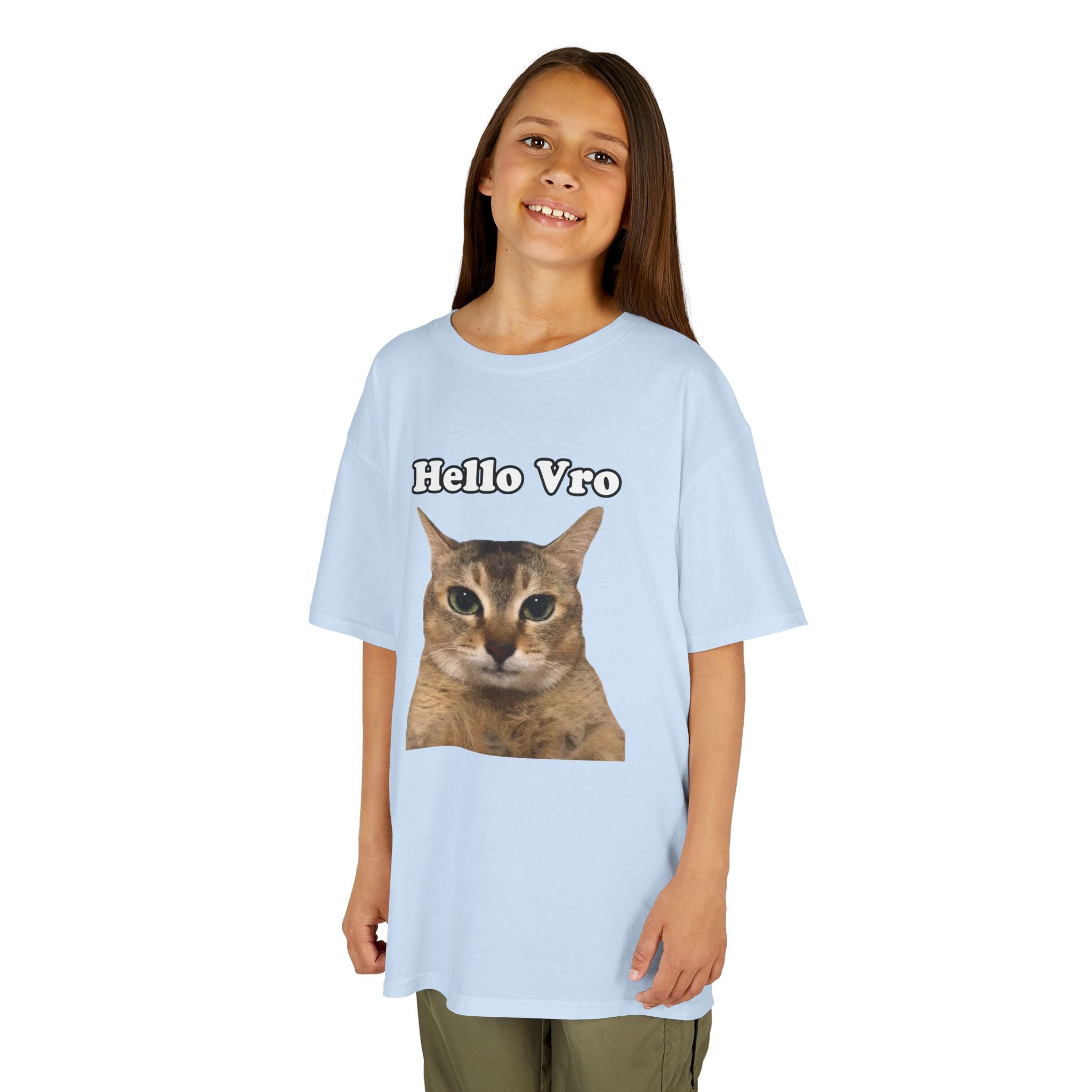 "Hello Vro" Mei Mei Cat Kids T‑Shirt