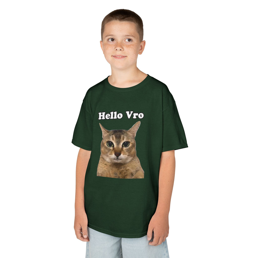 "Hello Vro" Mei Mei Cat Kids T‑Shirt